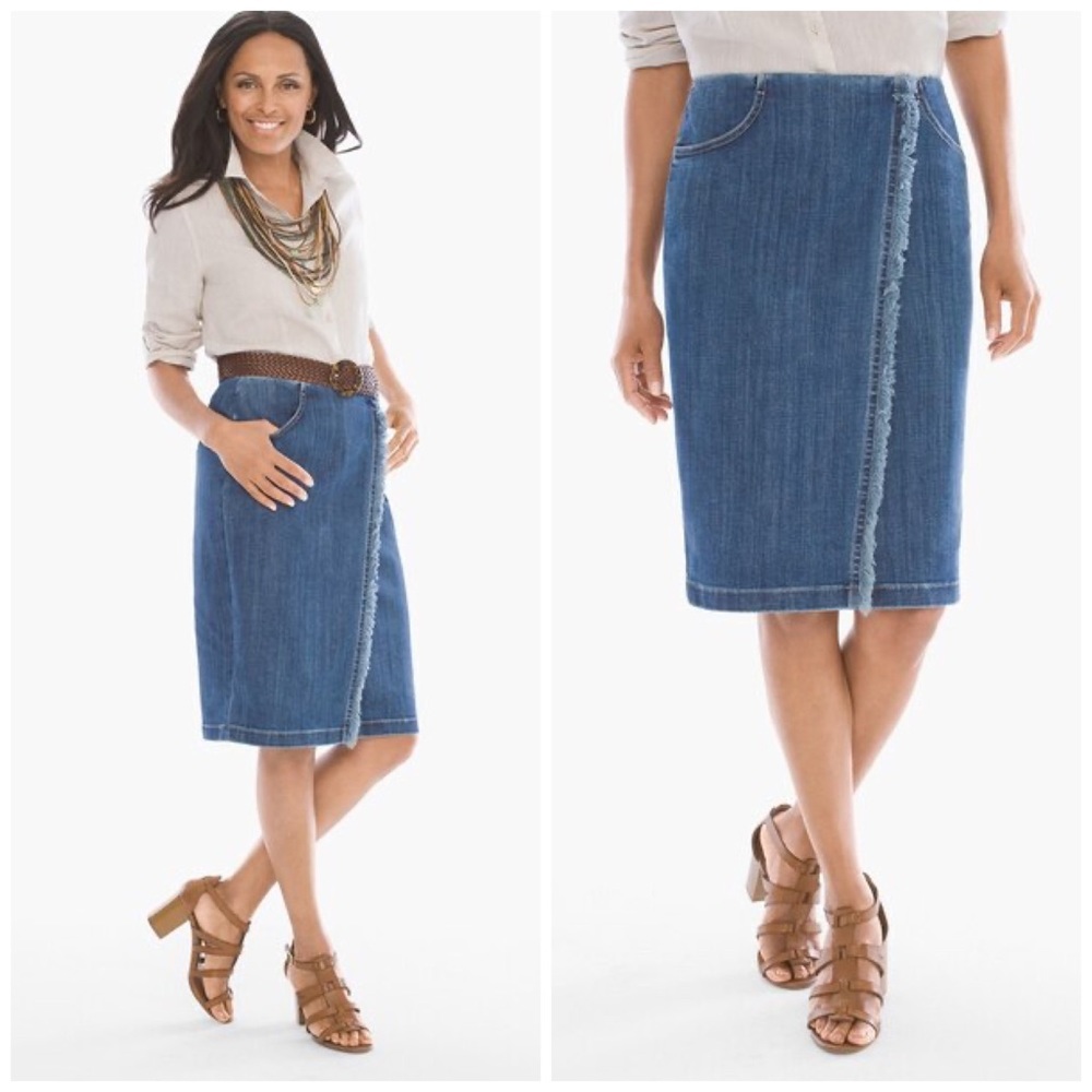 Chico’s Frayed Denim Skirt